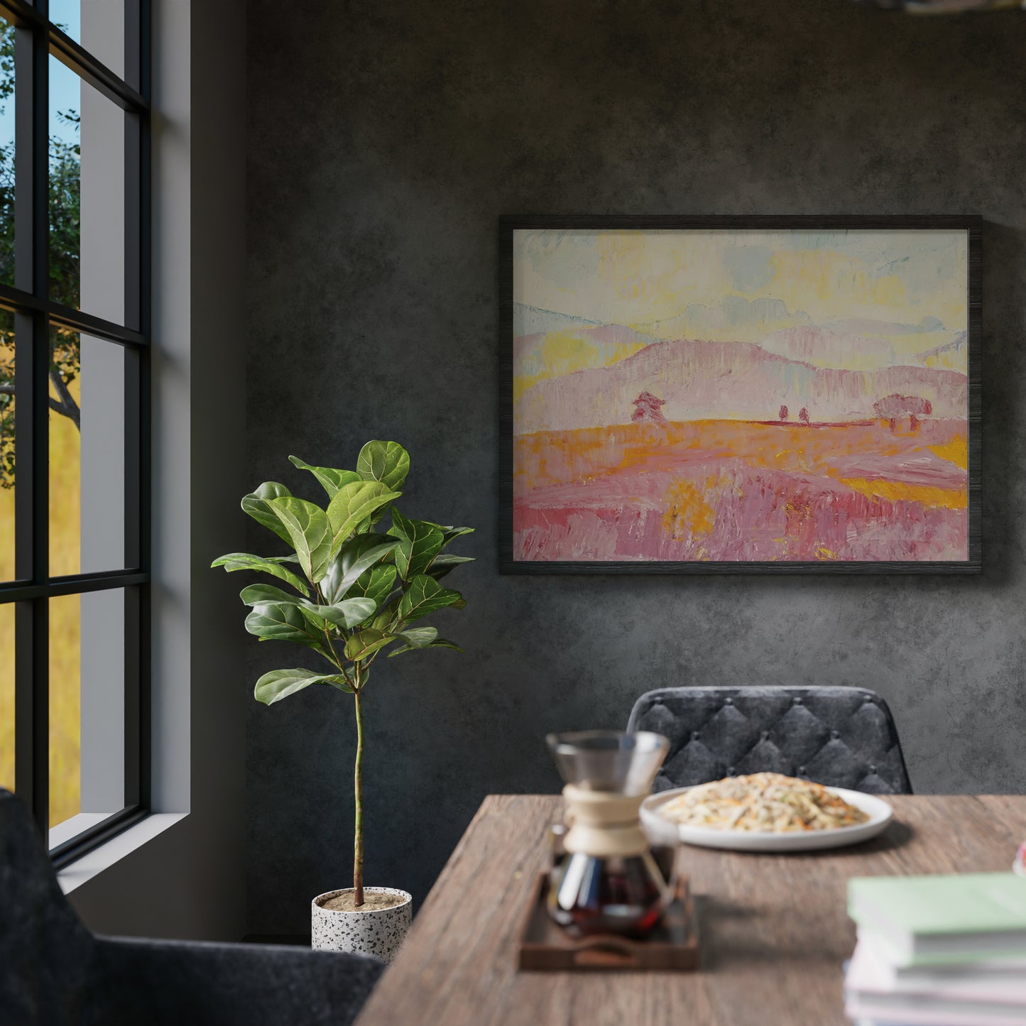 Abstract Peach Dreams Pink Landscape Art Oil Painting Poster