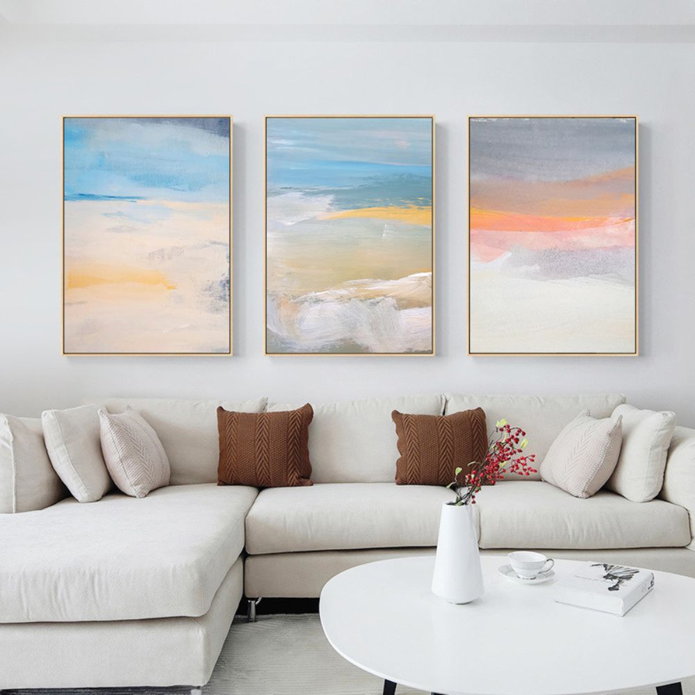 Minimalist Abstract Blue Ocean Landscape Art Painting Poster