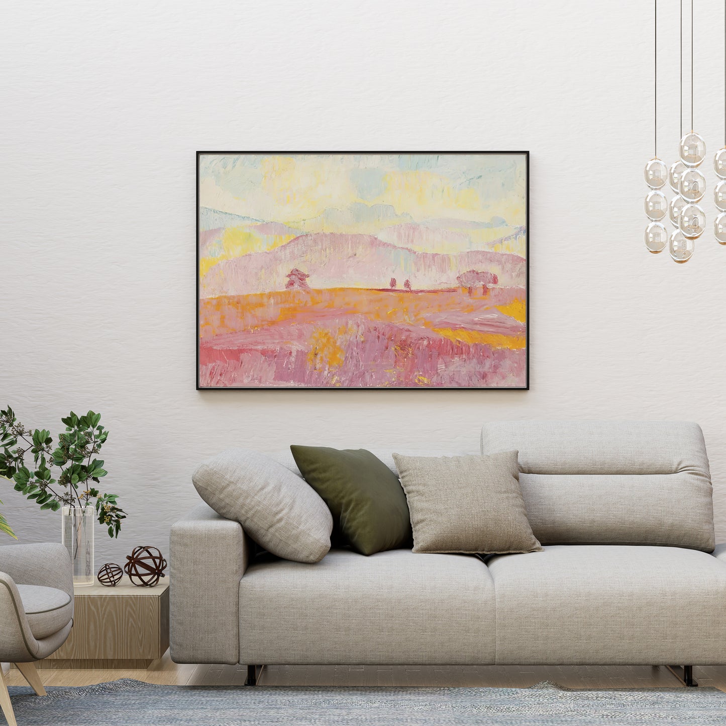 Abstract Peach Dreams Pink Landscape Art Oil Painting Poster