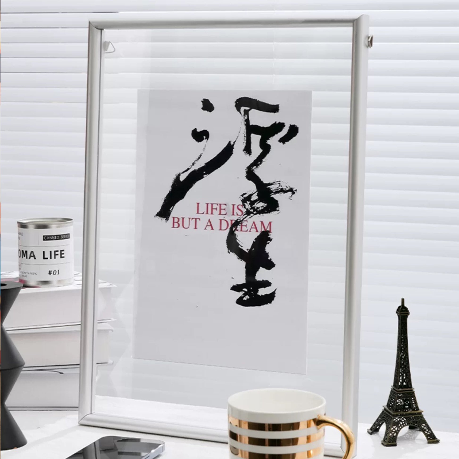 A3 Silver Aluminium Alloy Transparent Frame Hang A Wall Picture Frame Acrylic