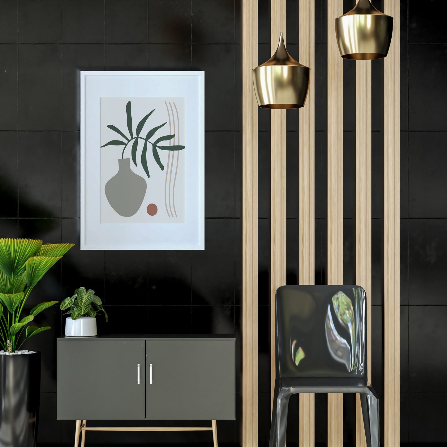 Soft Colored Shapes Abstract Plant No.1 Minimalist Art Poster