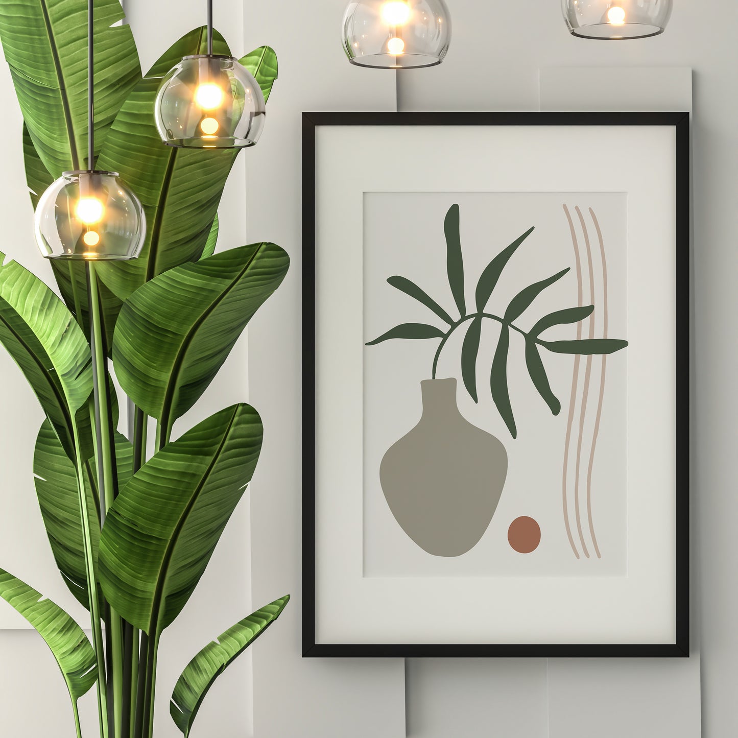 Soft Colored Shapes Abstract Plant No.1 Minimalist Art Poster