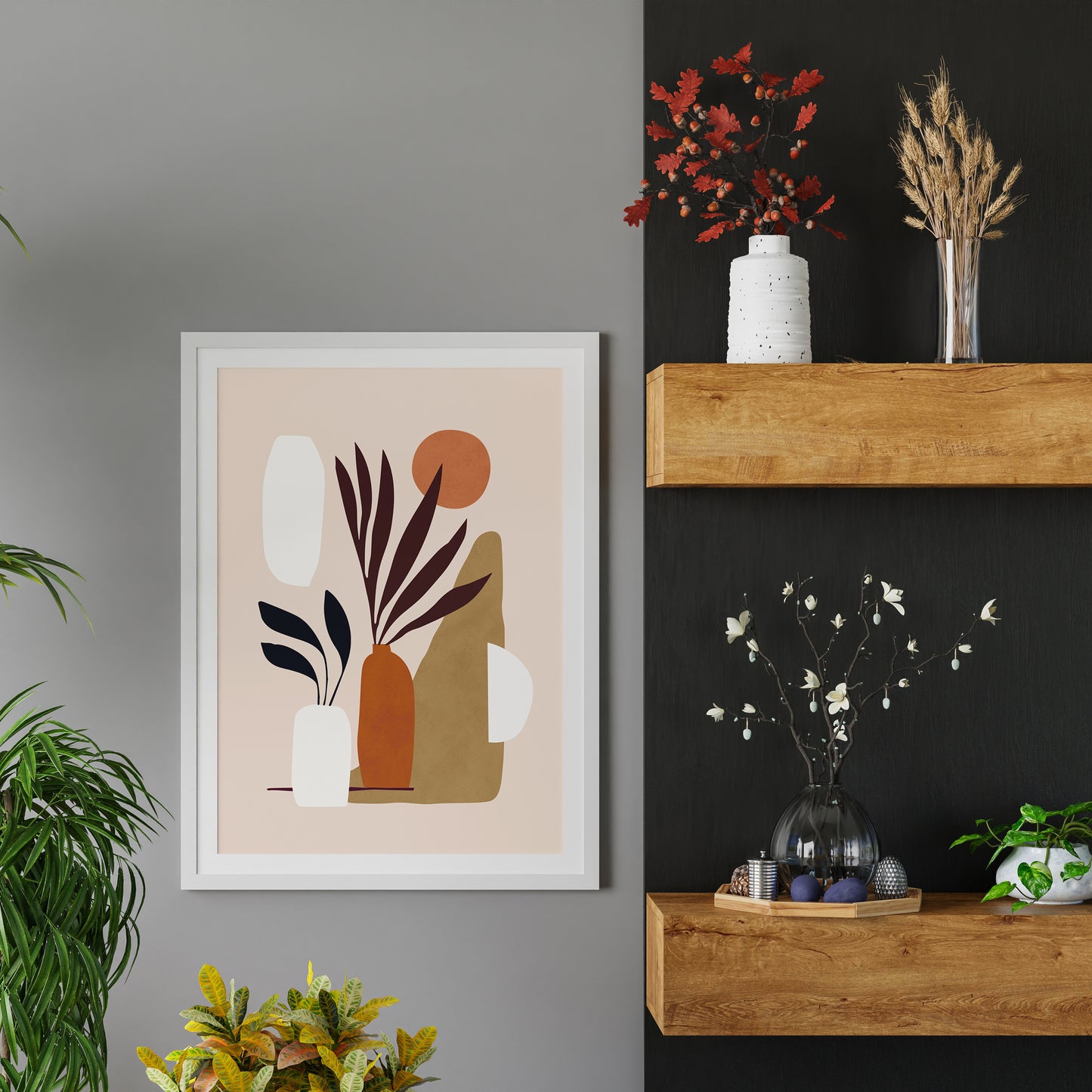 Colorful Abstract Plant No.2 Minimalist Art Poster