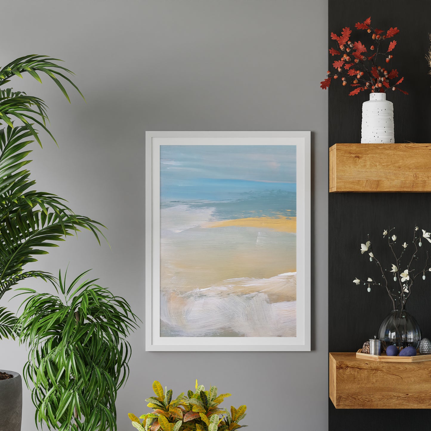 Minimalist Abstract Blue Ocean Landscape Art Painting Poster