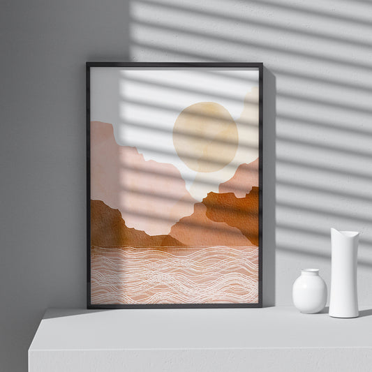 Framed Printed Sun & Beach No.1 Minimalist Art Poster 20-inch 28-inch 40x50 50x70CM