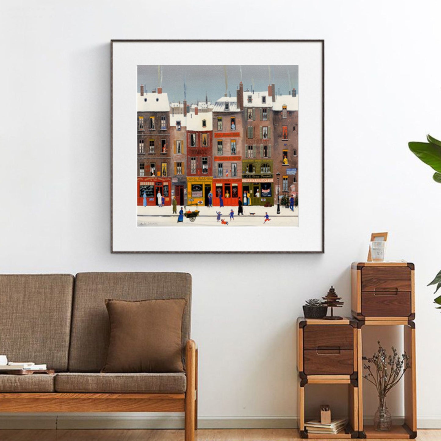 Romantic Winter City View Painting Art Poster