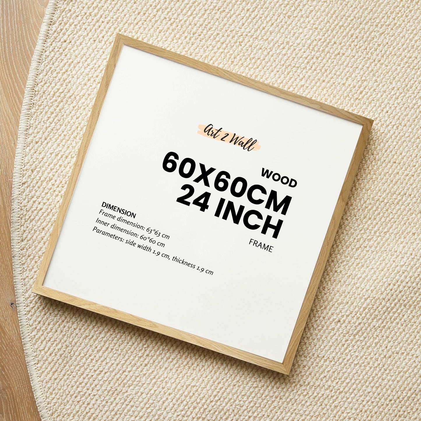 Square Wood Oak Photo Frame 24 inch 60x60cm Frame