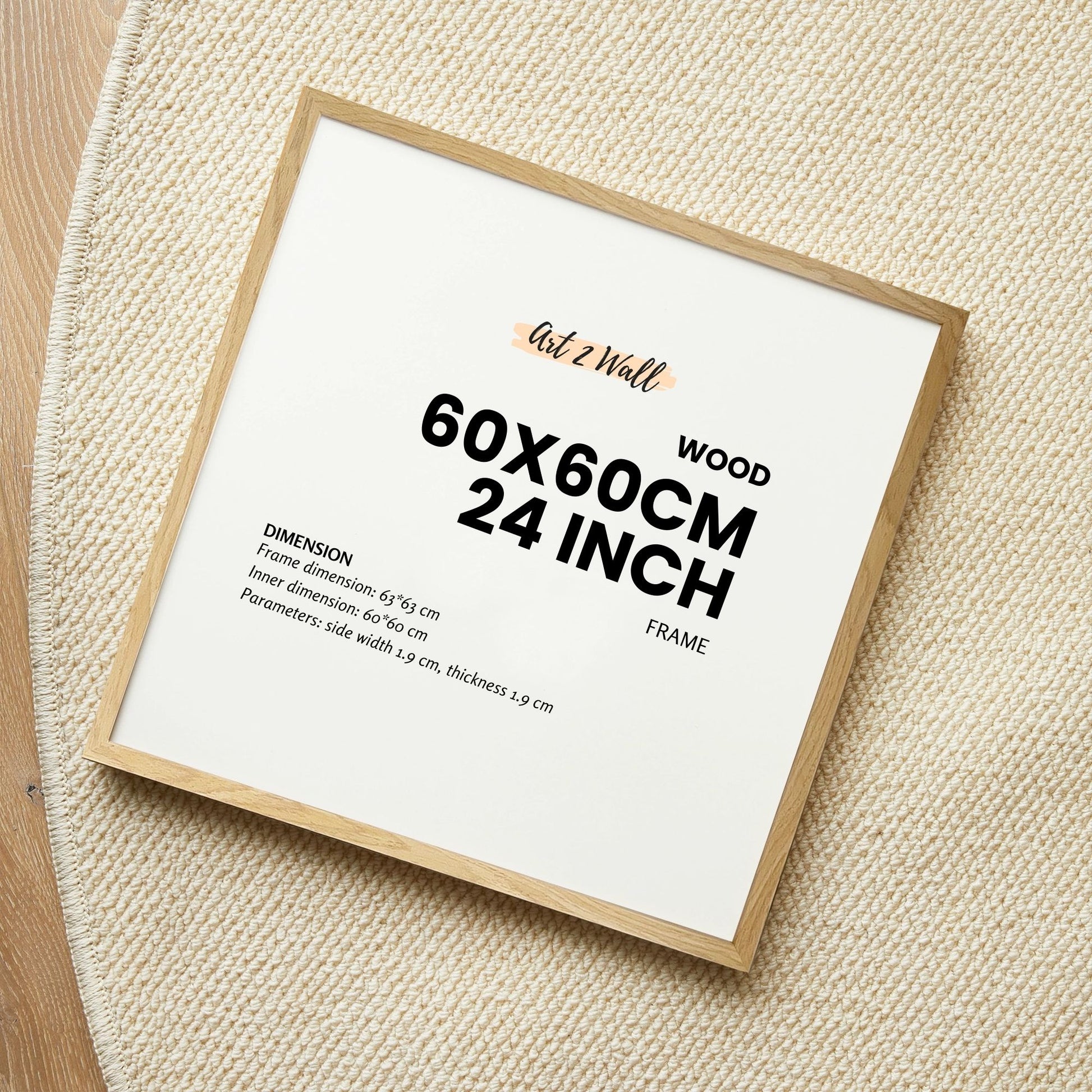 Square Wood Oak Photo Frame 24 inch 60x60cm Frame