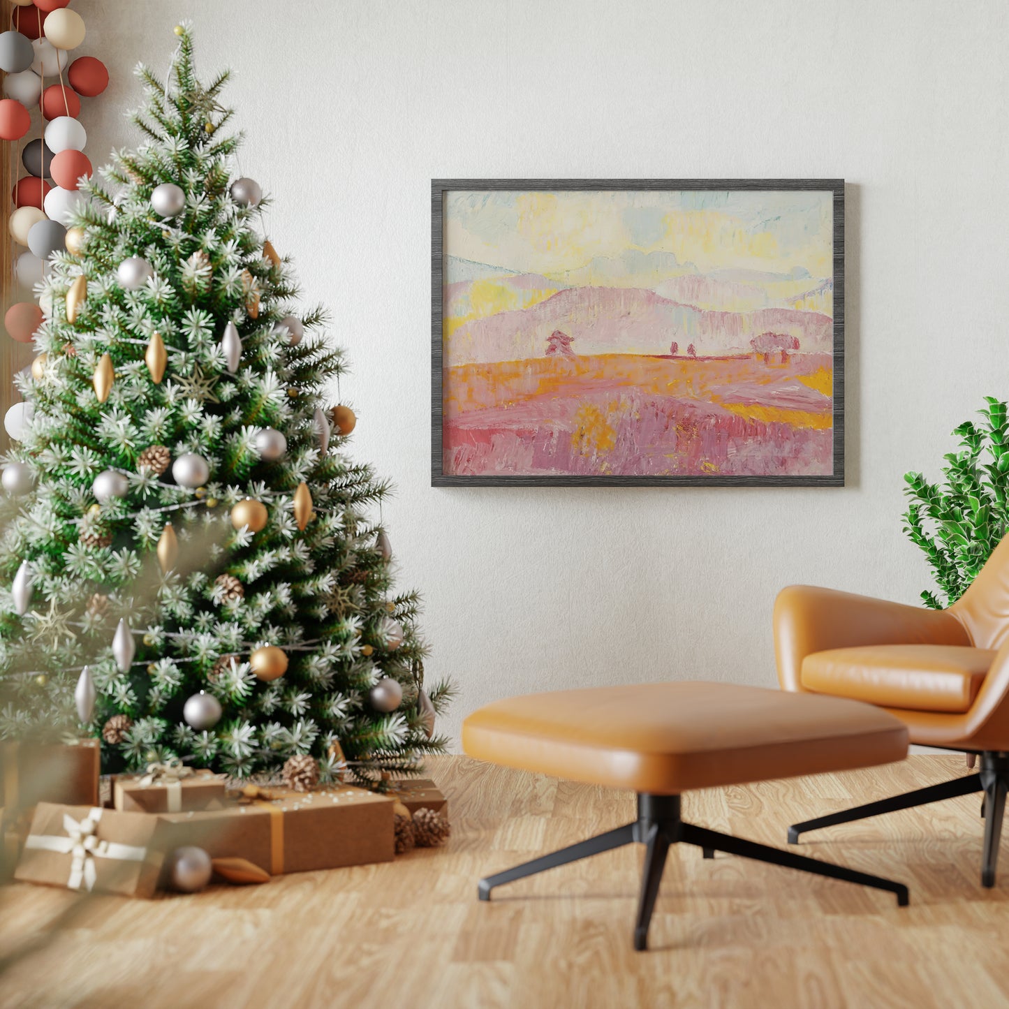 Abstract Peach Dreams Pink Landscape Art Oil Painting Poster
