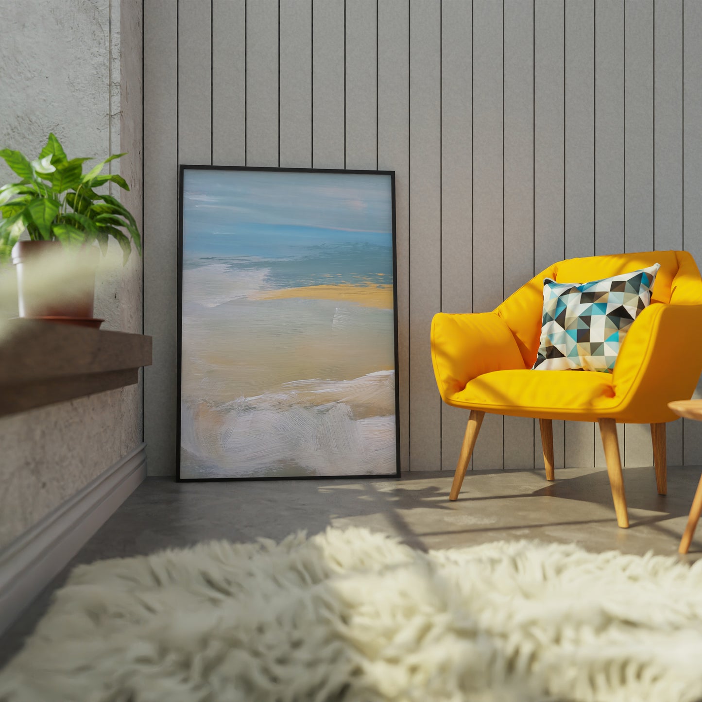 Minimalist Abstract Blue Ocean Landscape Art Painting Poster