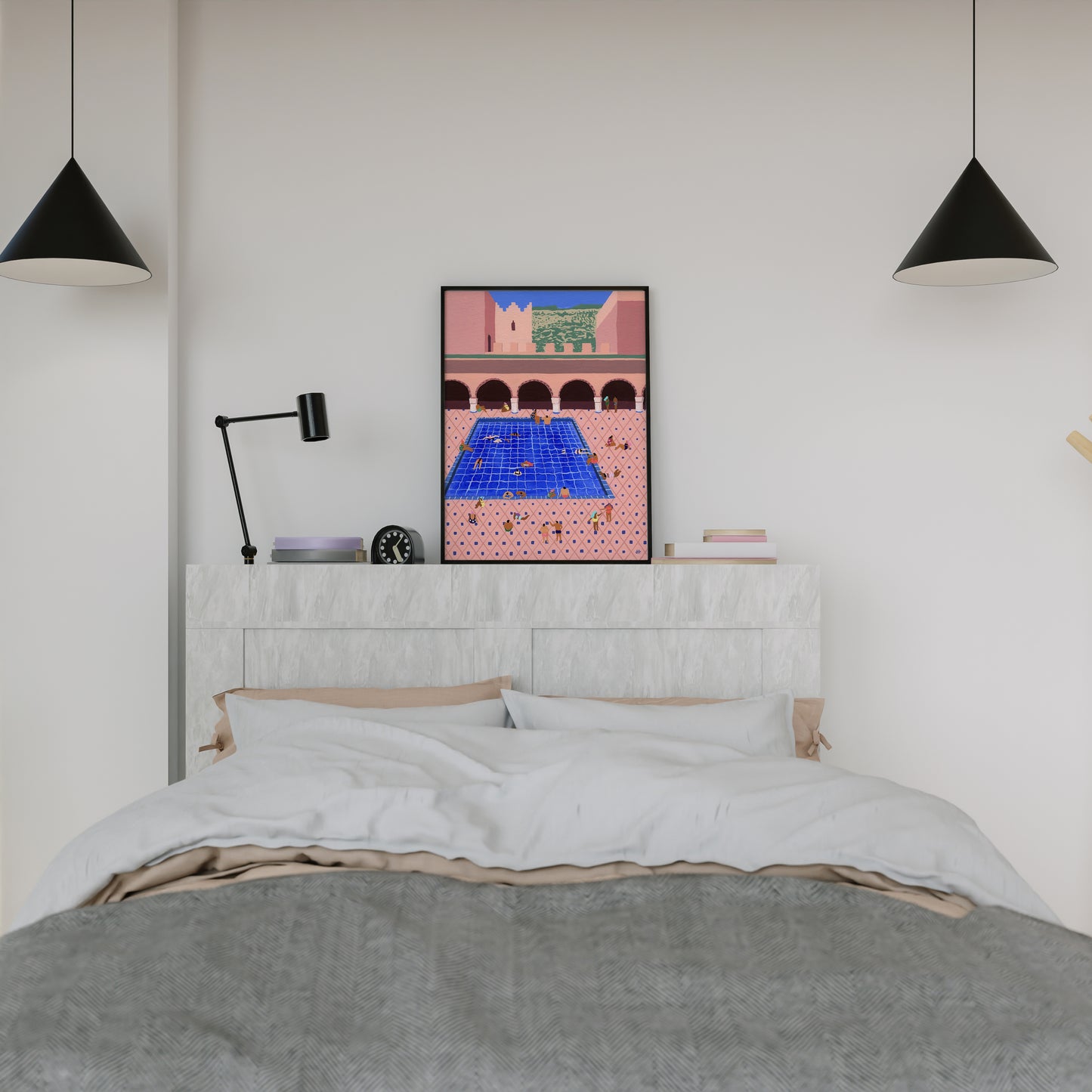 Framed Poster Art Prints Cool Swim Gouache painting 16x20" 20x28" inch 40x50CM 50x70CM