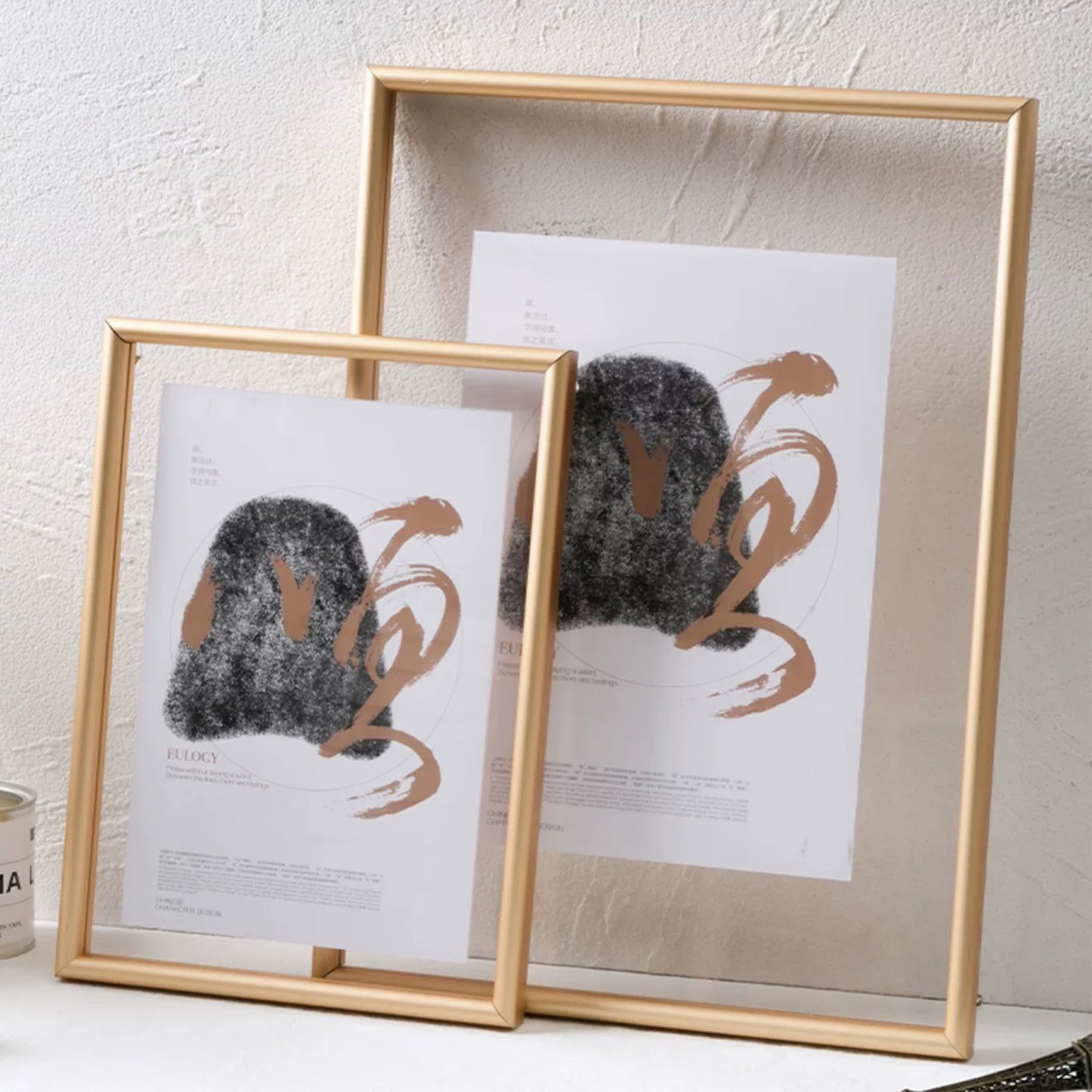 A4 Golden Aluminium Alloy Transparent Metal Floating Hang A Wall Picture Frame Acrylic