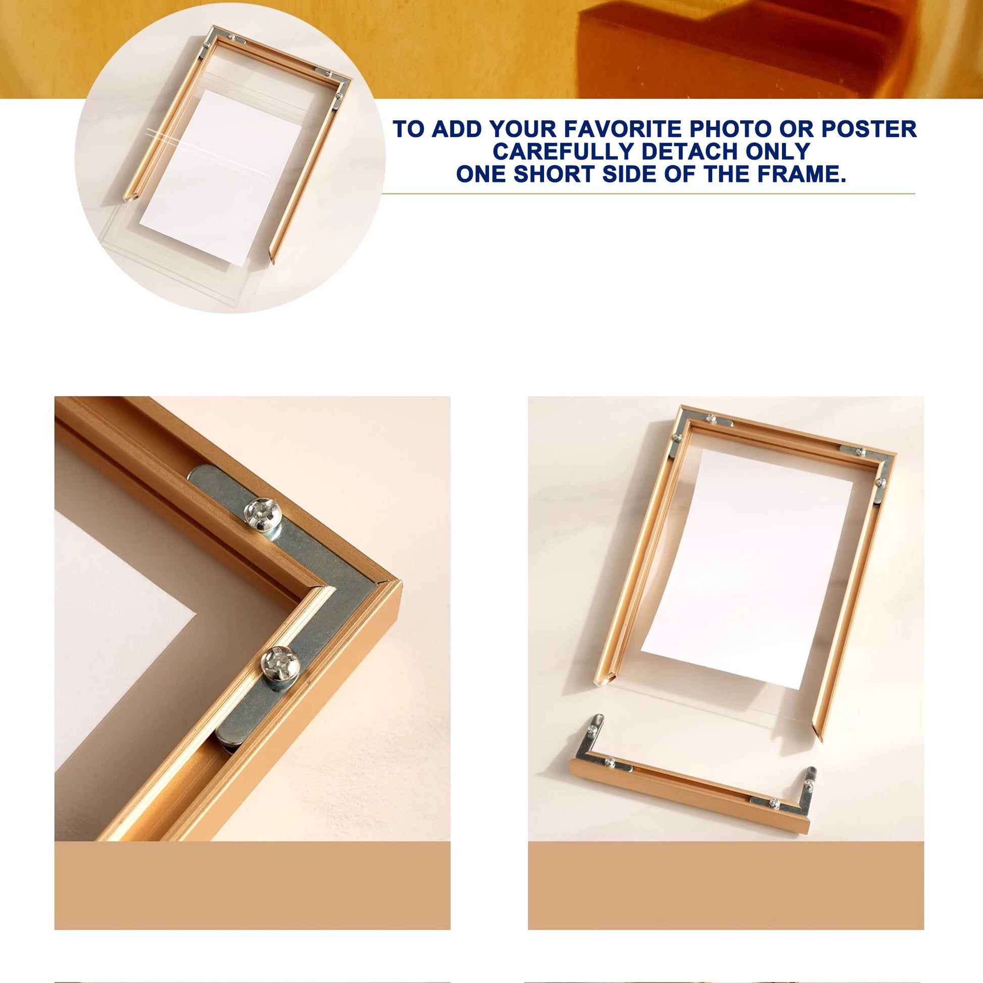 A3 Golden Aluminium Alloy Transparent Frame Hang A Wall Picture Frame Acrylic