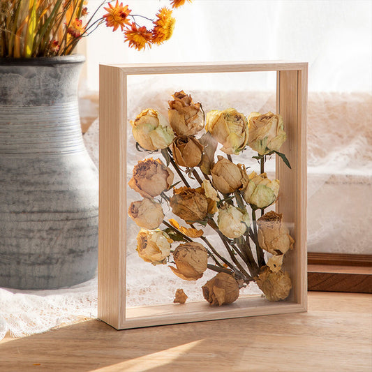 A4 3D Deep Box Frame Shadow Box Double Sided Glass Frame Oak