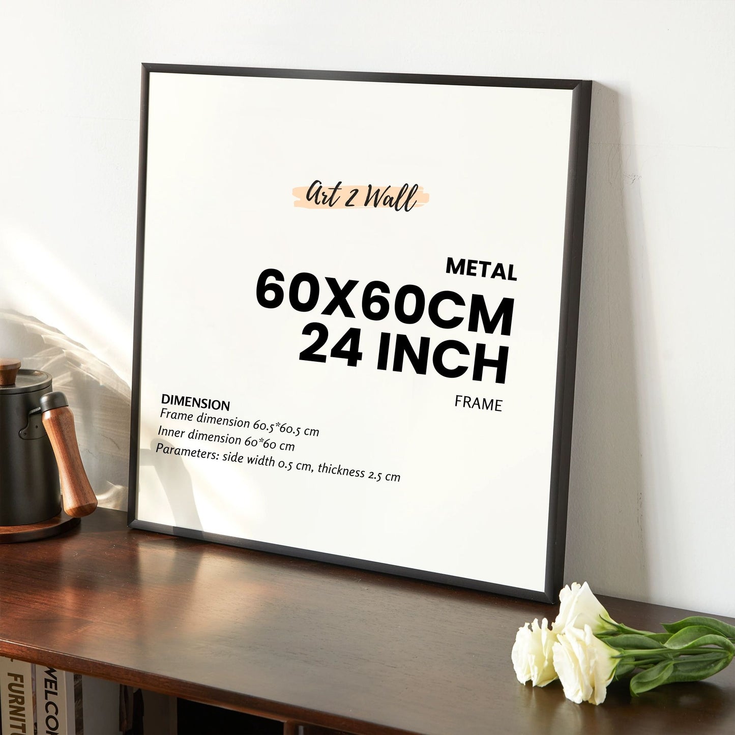 Square Thin Aluminum Frame BLACK 60x60cm Metal Photo Frames