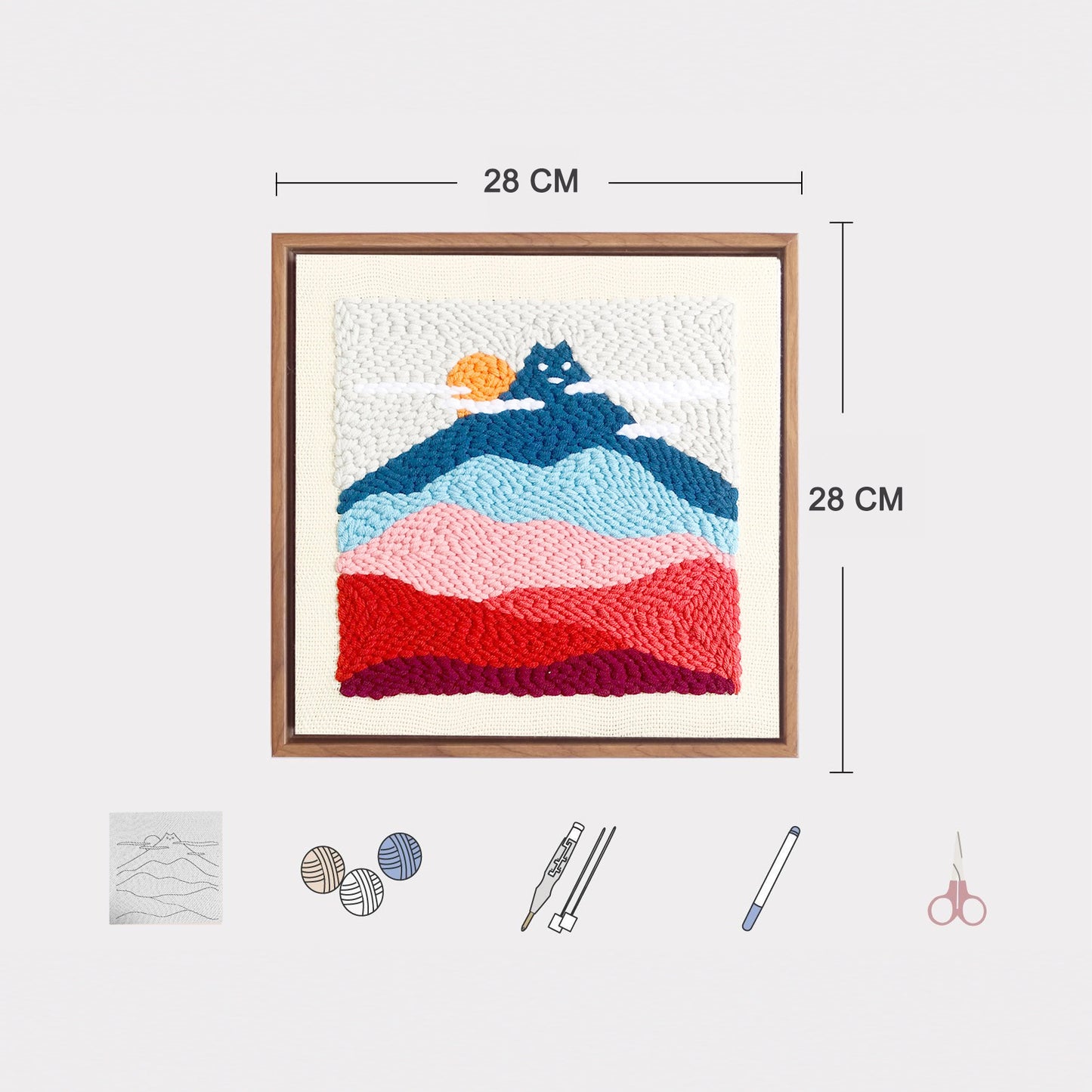 Cat Hill - Punch Needle Kit Embroidery Start Kit
