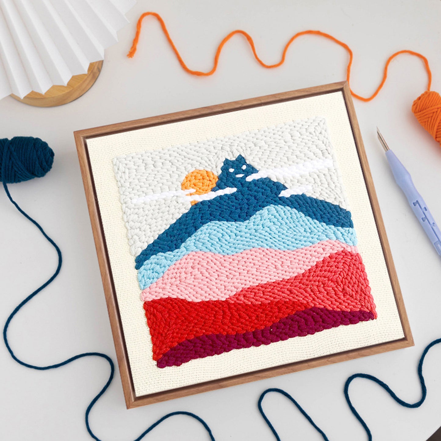 Cat Hill - Punch Needle Kit Embroidery Start Kit