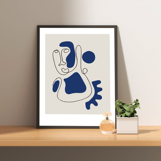 Framed Poster Art Prints Blue Portrait Minimalist 16x20" 20x28" inch 40x50CM 50x70CM
