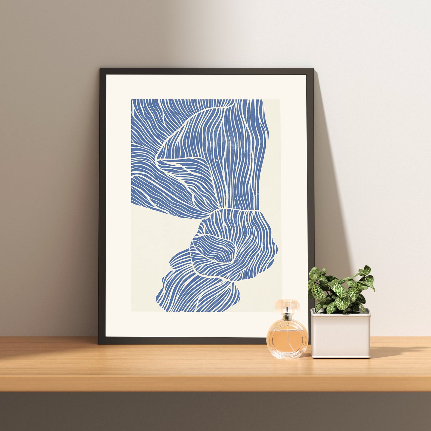Abstract Blue Stripes No.1 Minimalist Art Poster