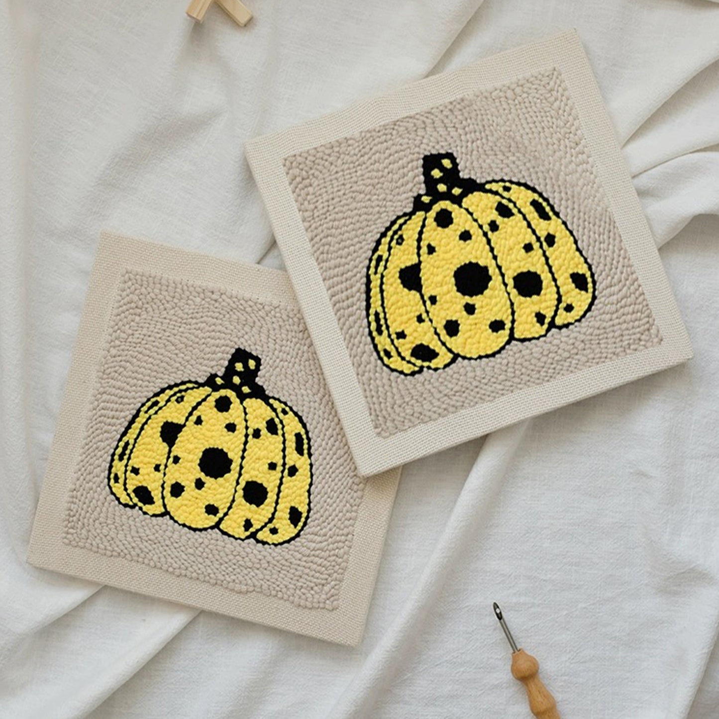 YAYOI KUSAMA-Inspired Pumpkin - Punch Needle Kit Embroidery
