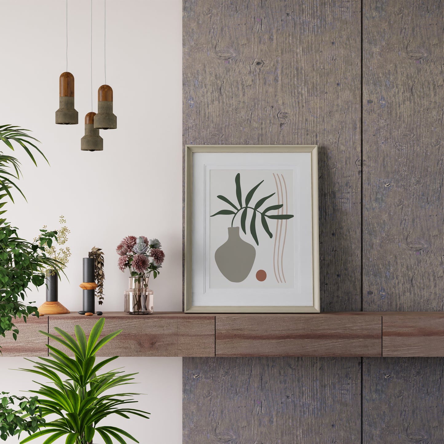 Soft Colored Shapes Abstract Plant No.1 Minimalist Art Poster