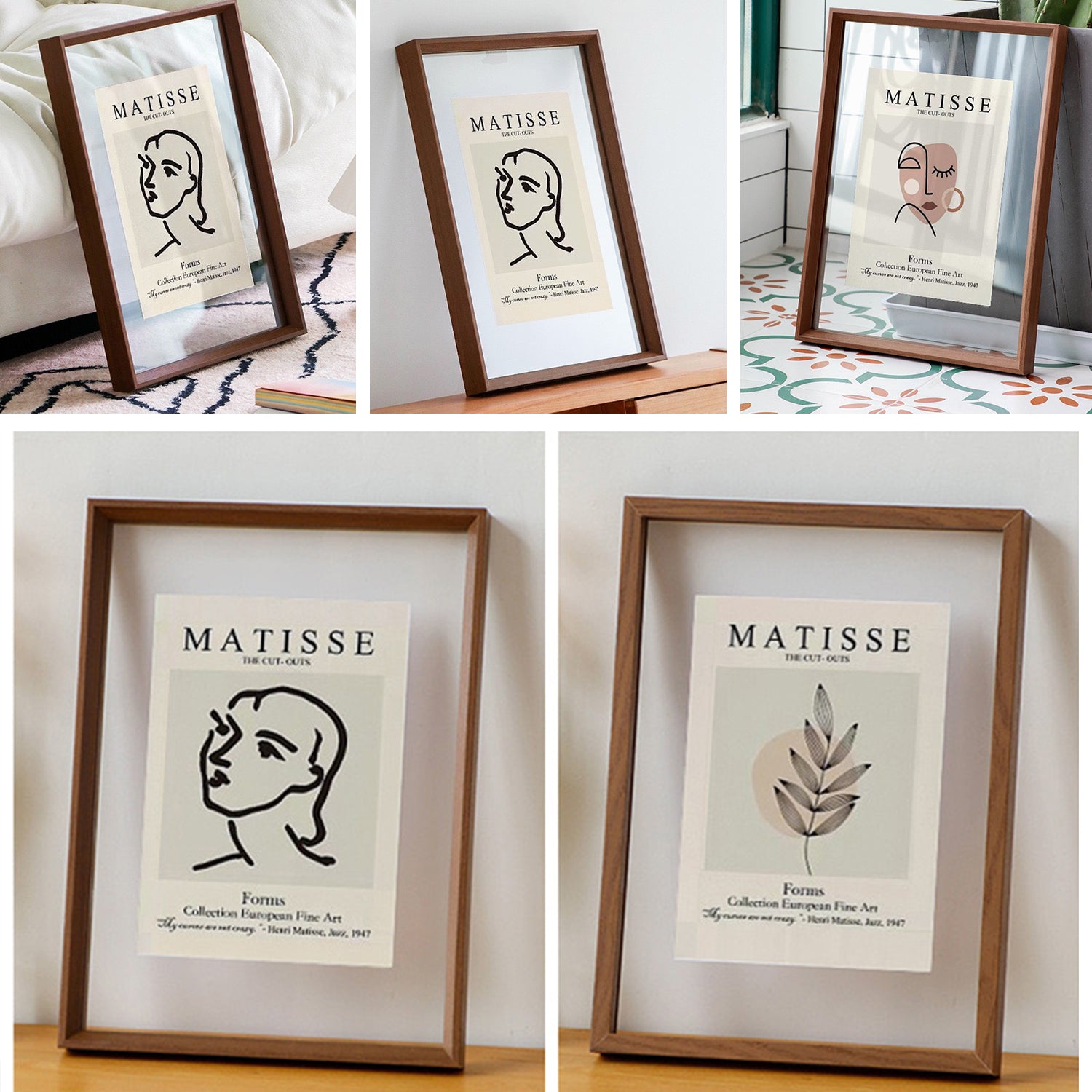 A3 Double Sided Floating Frame Transparency Frame Shadow Box Photo Frames Size - Walnut Brown