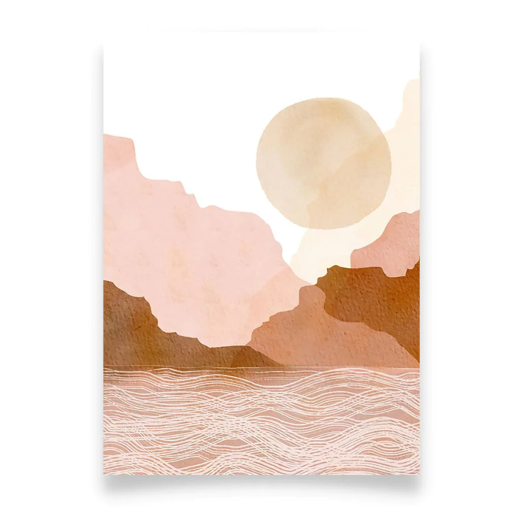 Framed Printed Sun & Beach No.1 Minimalist Art Poster 20-inch 28-inch 40x50 50x70CM