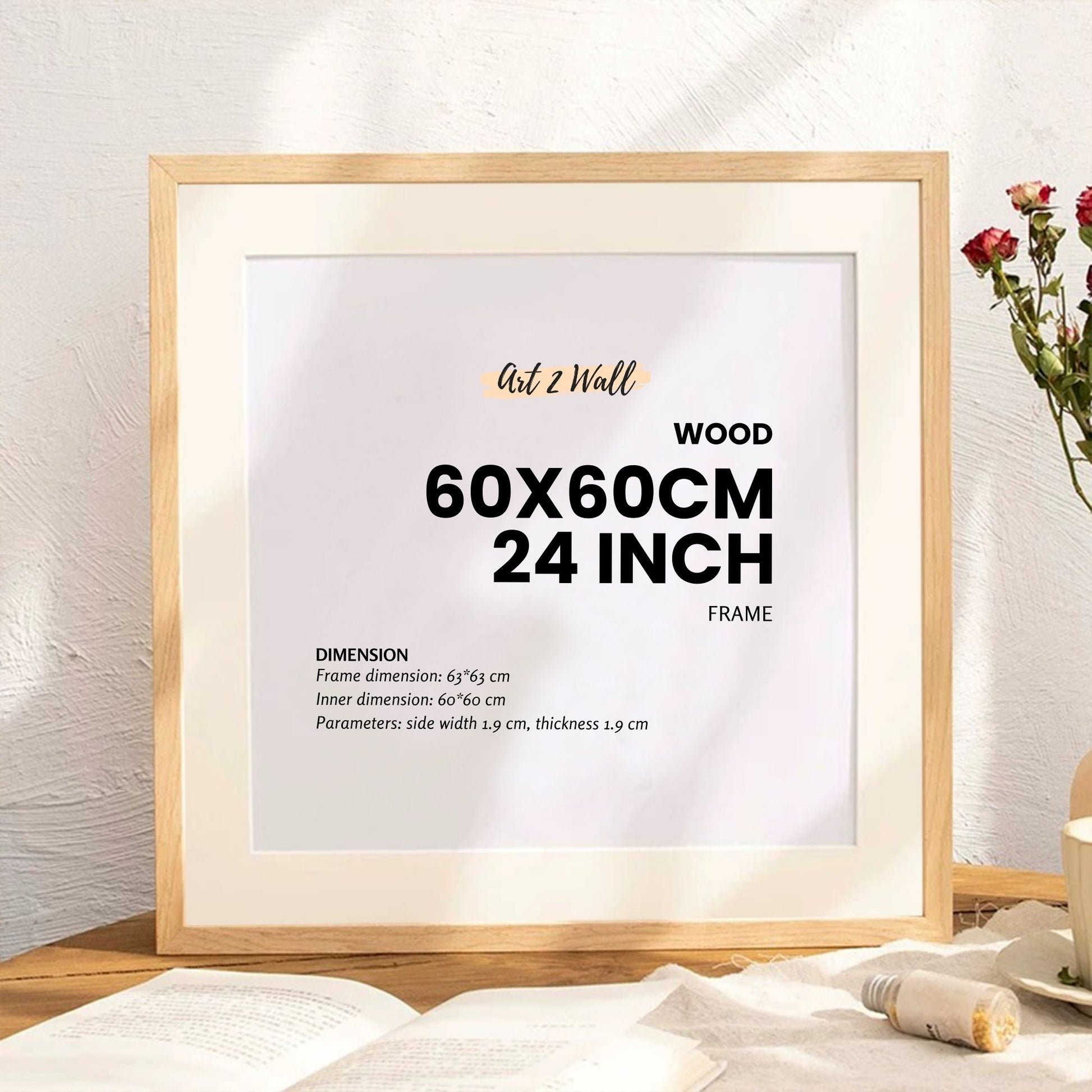 Square Wood Oak Photo Frame 24 inch 60x60cm