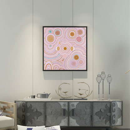 PINK DANCING BORA RINGS - Aboriginal Art Poster