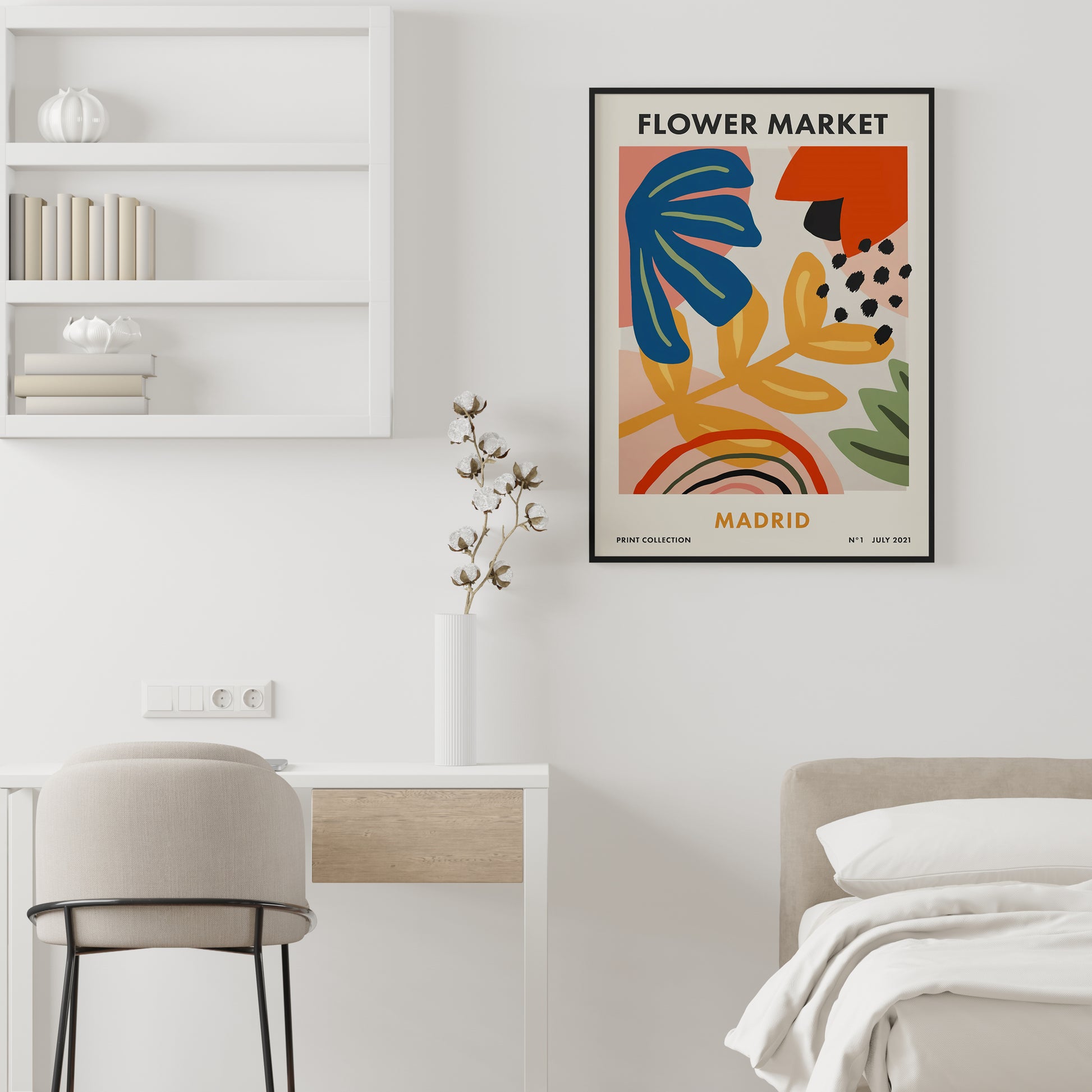 FLOWER MARKET PRINT MADRID Art Print Poster