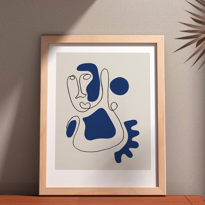 Framed Poster Art Prints Blue Portrait Minimalist 16x20" 20x28" inch 40x50CM 50x70CM