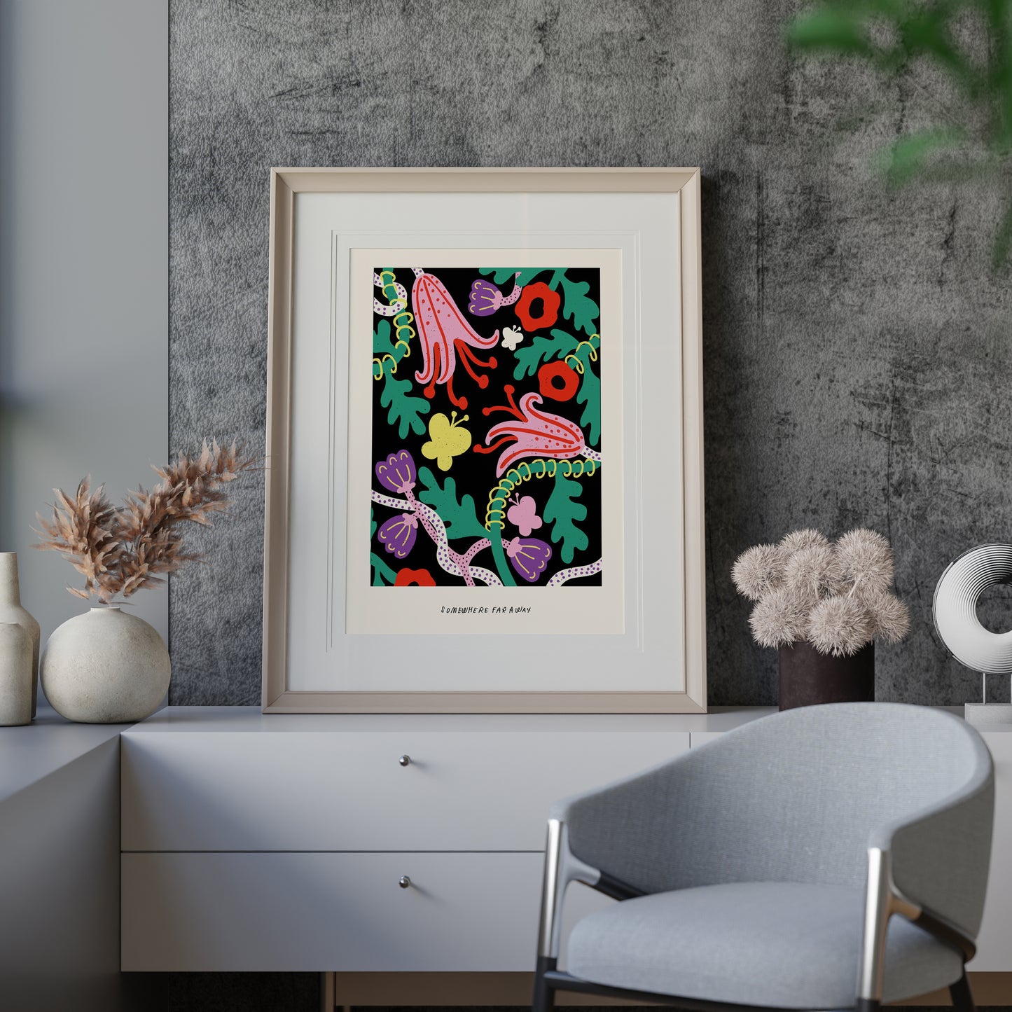 SOMEWHERE FAR AWAY Botanical Pattern Art Print Poster
