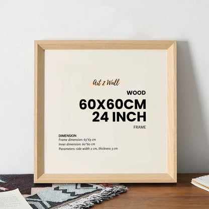 60x60 CM Frame Oak Color Square Wood Photo Frame 24 inch