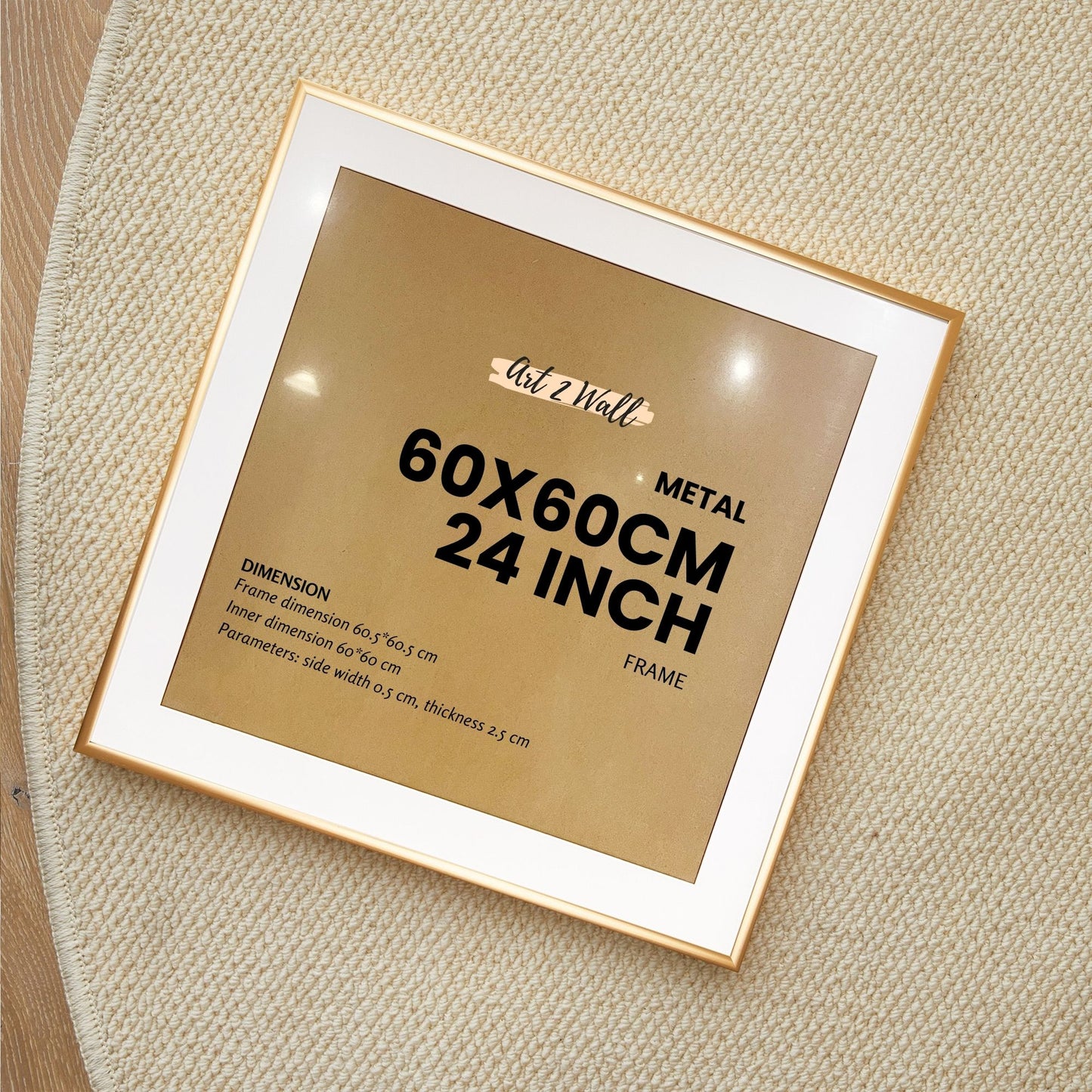 Gold Premium Metal Photo Frame 60x60 CM with Mat-board