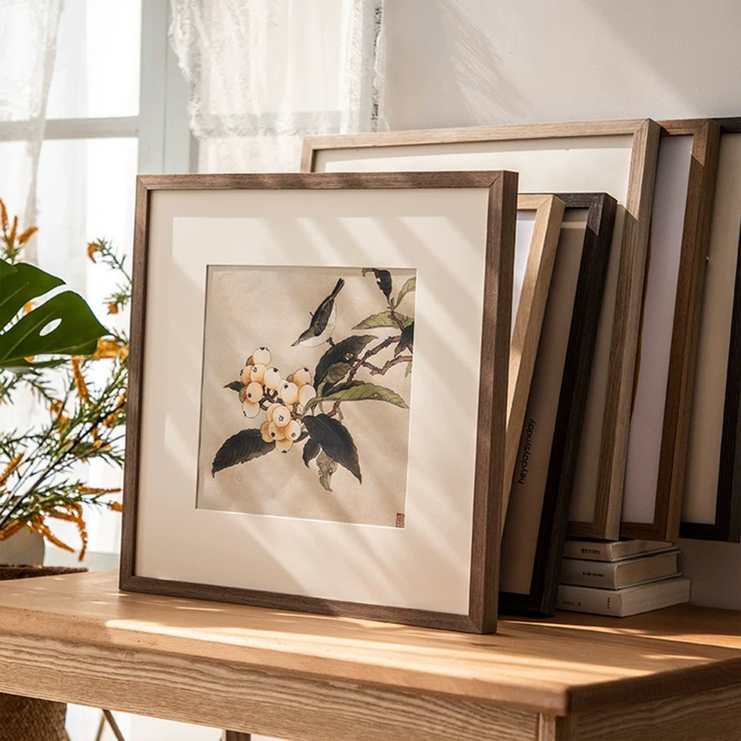 Square Dark Wood Photo Frame 24 inch 60x60cm with Mat-board