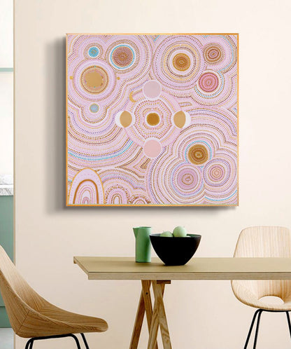 PINK DANCING BORA RINGS - Aboriginal Art Poster