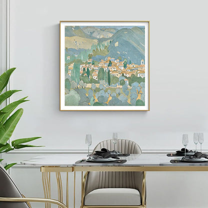 Town On a Hill Art Oil Painting Poster
