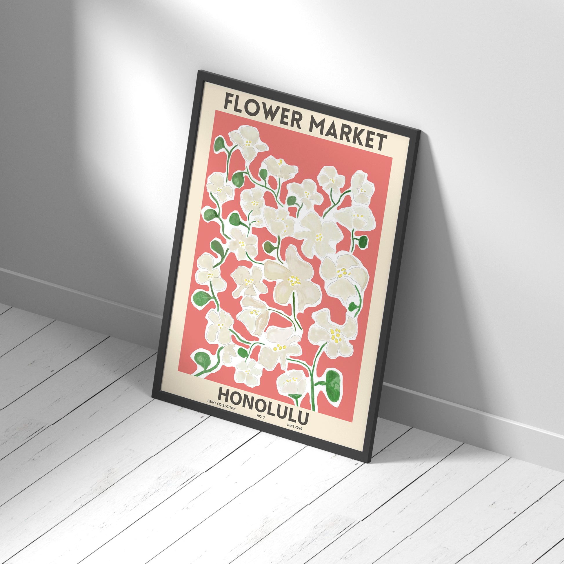 Framed Printed Wall Art FLOWER MARKET HONOLULU Art Print 20-inch 28-inch 40x50 50x70CM