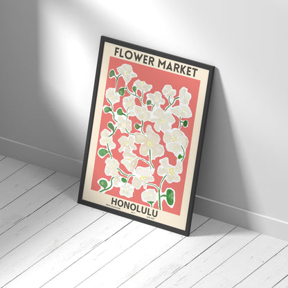 Framed Printed Wall Art FLOWER MARKET HONOLULU Art Print 20-inch 28-inch 40x50 50x70CM