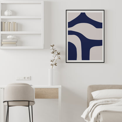 Abstract Blue Stripes No.3 Minimalist Art Poster