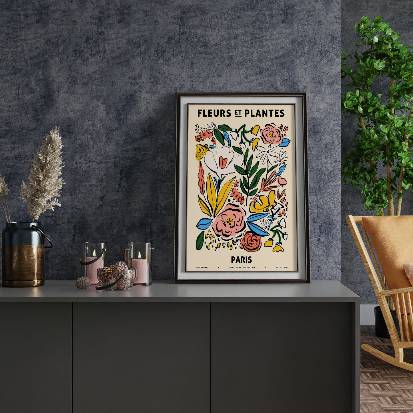 FLEURS ET PLANTES PARIS Botanical Pattern Art Print Poster