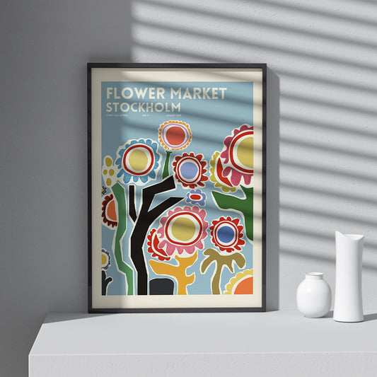 Framed Printed Wall Art FLOWER MARKET STOCKHOLM Art Print 20-inch 28-inch