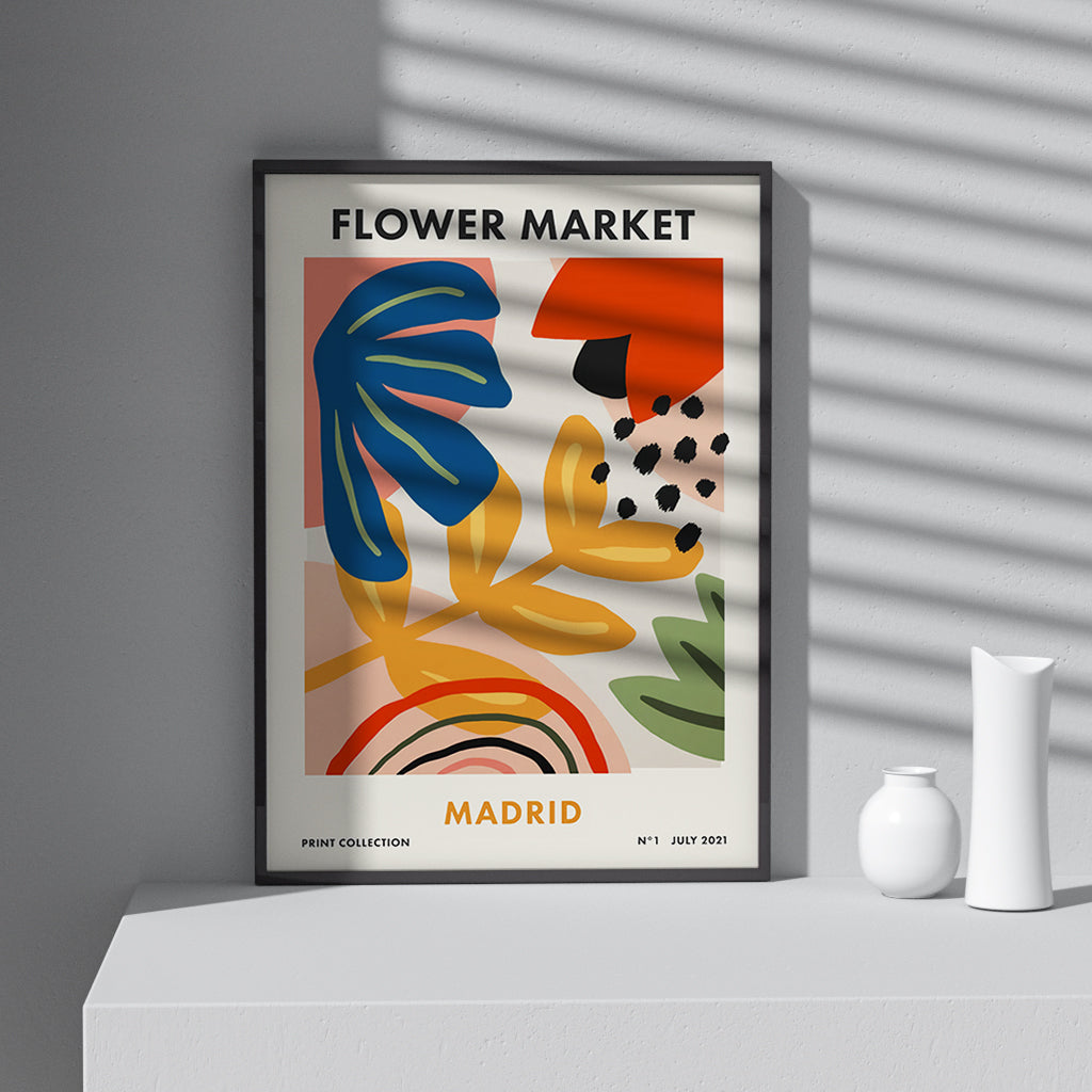 FLOWER MARKET PRINT MADRID Art Print Poster