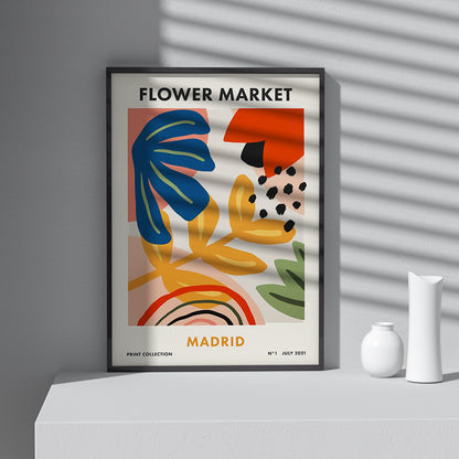 FLOWER MARKET PRINT MADRID Art Print Poster