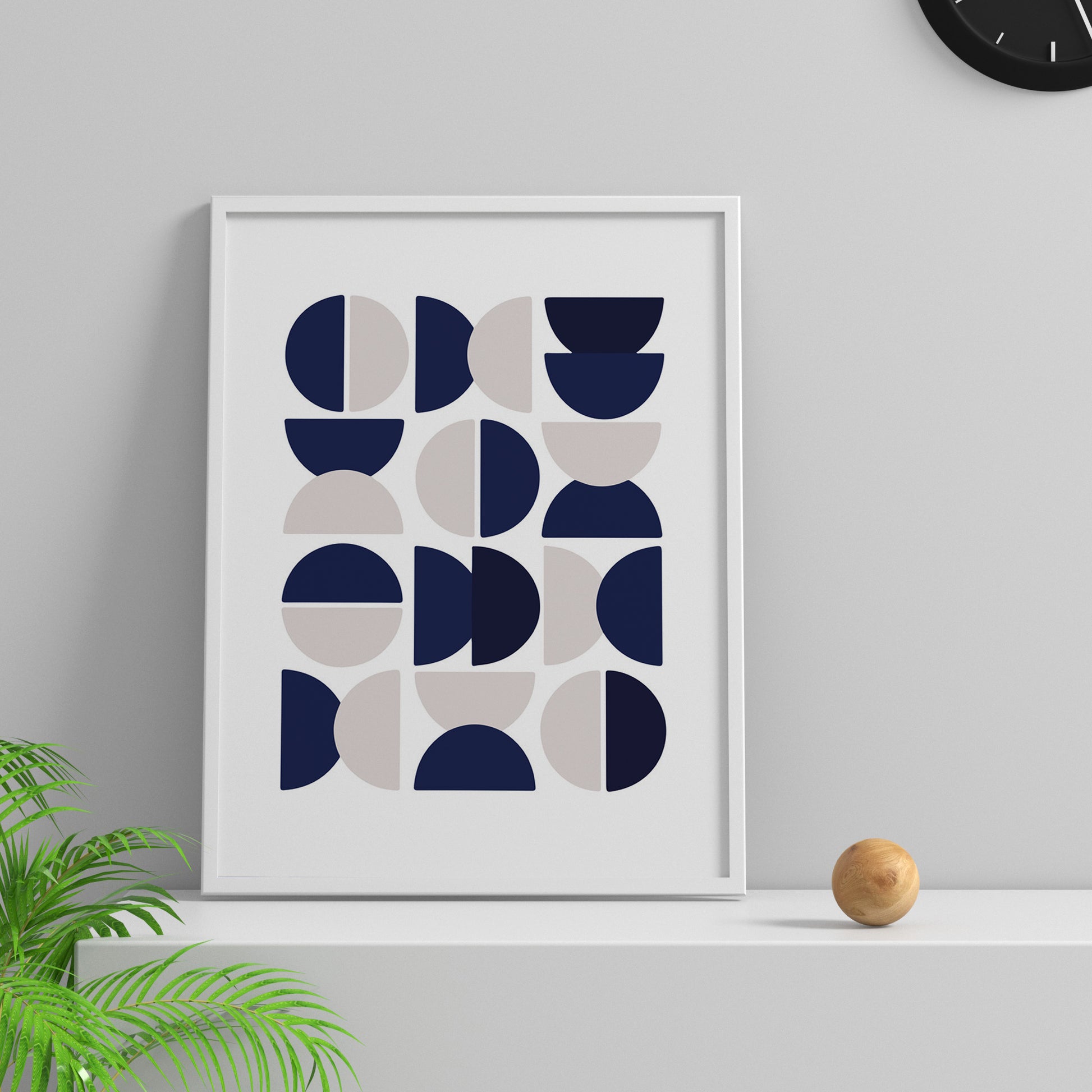 Framed Poster Art Prints BLUE WHITE GEOMETRIC Minimalist 16x20" 20x28" inch 40x50CM 50x70CM