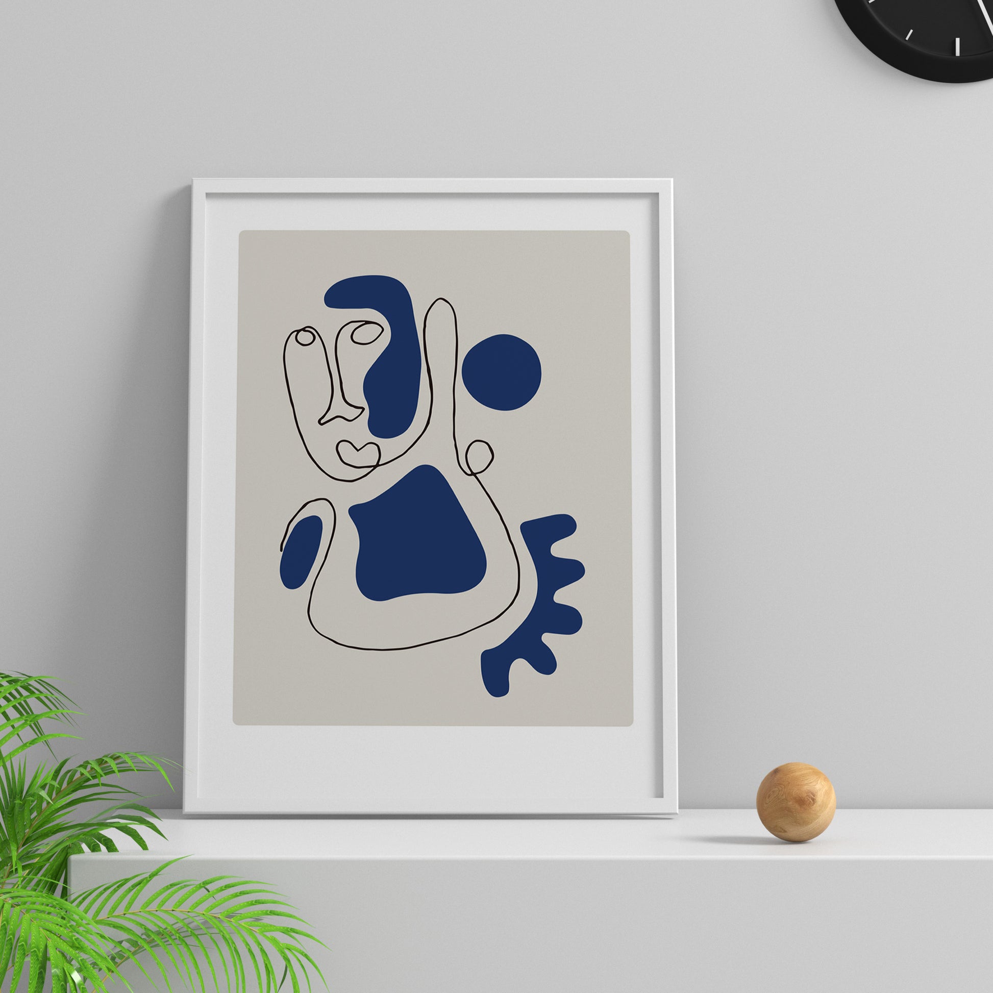 Framed Poster Art Prints Blue Portrait Minimalist 16x20" 20x28" inch 40x50CM 50x70CM