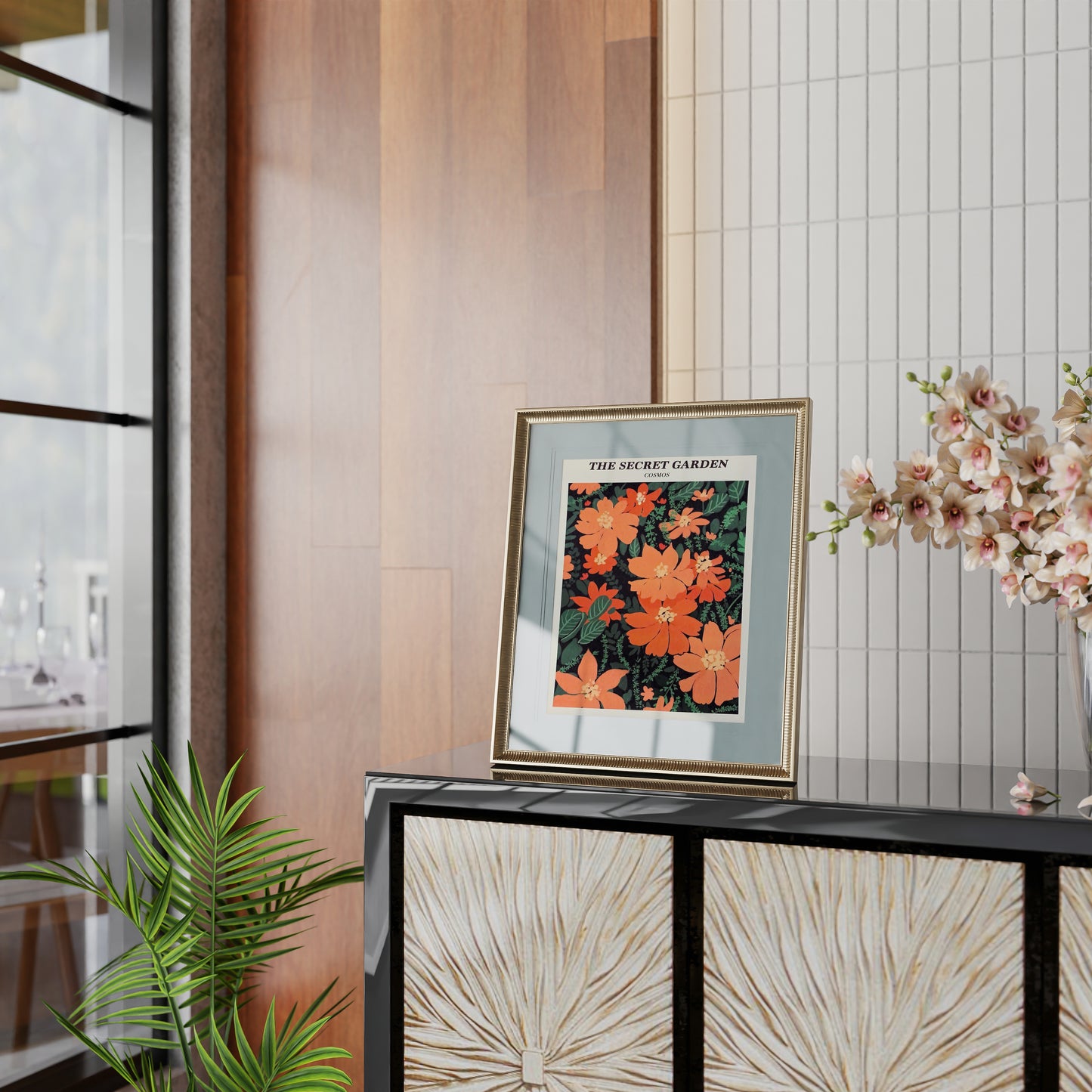 THE SECRET GARDEN  COSMOS Flower Art Print Poster