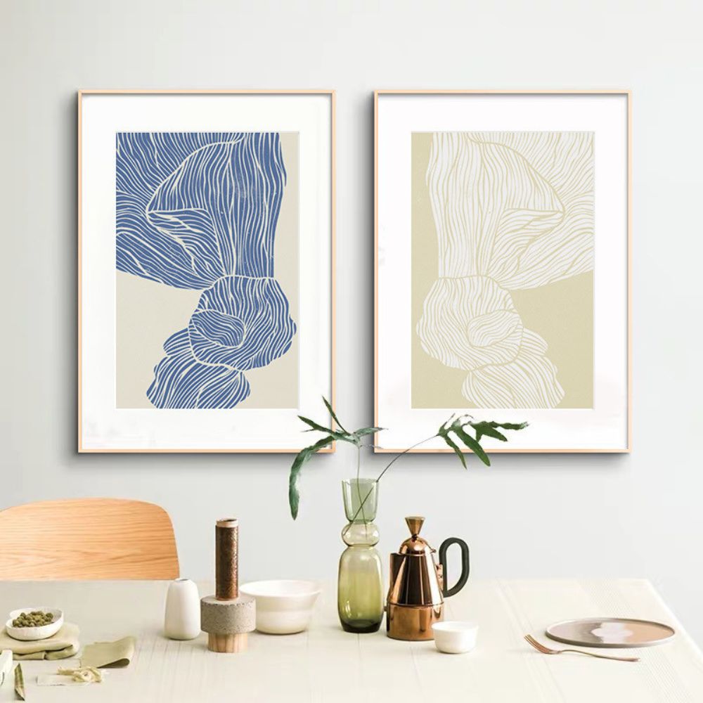 Abstract Blue Stripes No.1 Minimalist Art Poster
