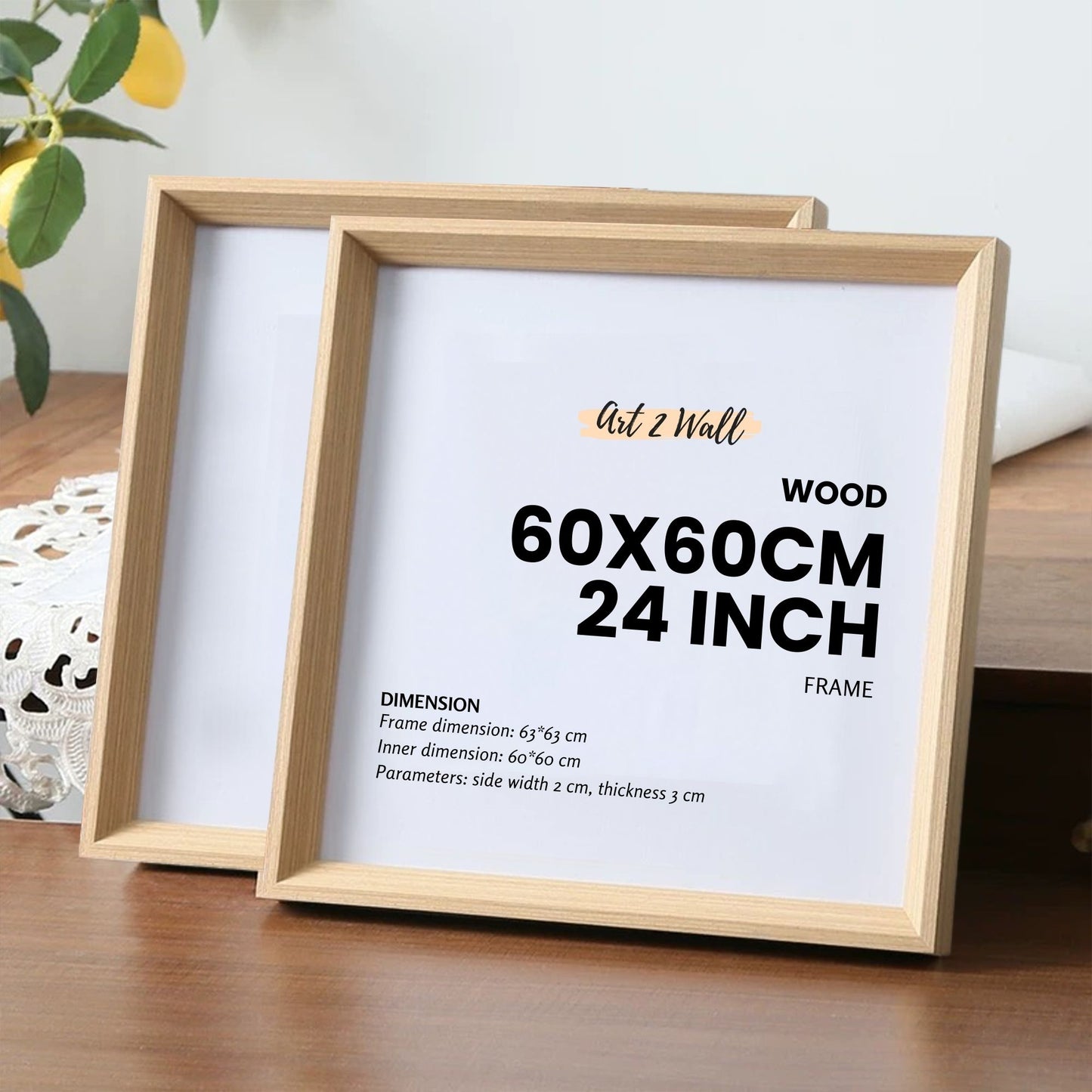 60x60 CM Frame Oak Color Square Wood Photo Frame 24 inch
