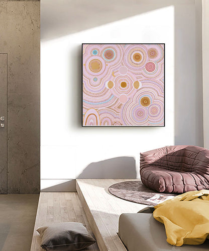 PINK DANCING BORA RINGS - Aboriginal Art Poster